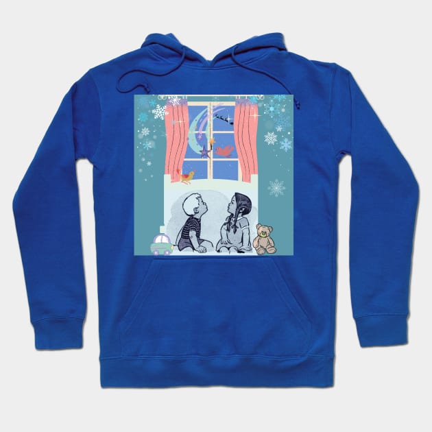 MERRRY CHRISTMAS EVE  WINDOW STARS BIRDS CHILDREN Hoodie by DAZu